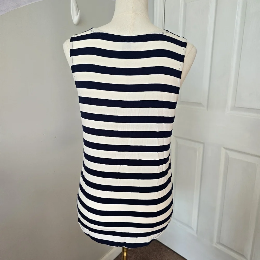 Cupio | Medium | Blue & White Striped Sleeveless Tank - Picture 4 of 8